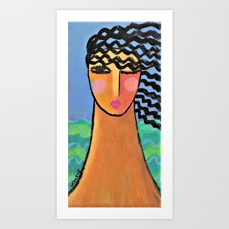 Woman By The Sea Abstract Acrylic Painting Art Print By