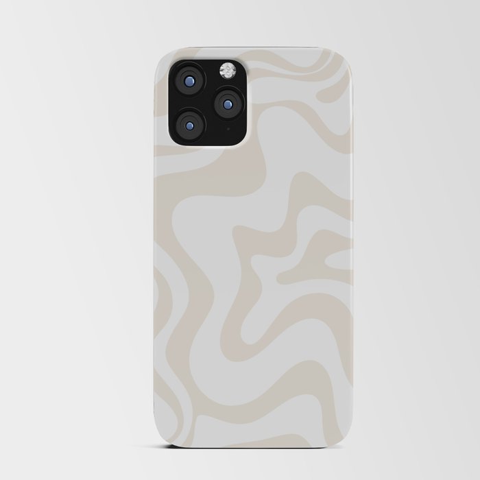 Liquid Swirl Abstract Pattern in Pale Beige and White iPhone Card Case