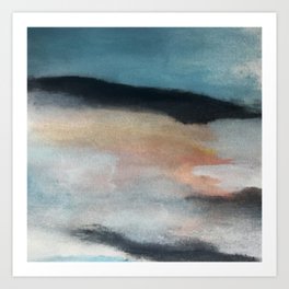 Dawn: a minimal abstract acrylic piece in pink, blues, yellow, and white Art Print