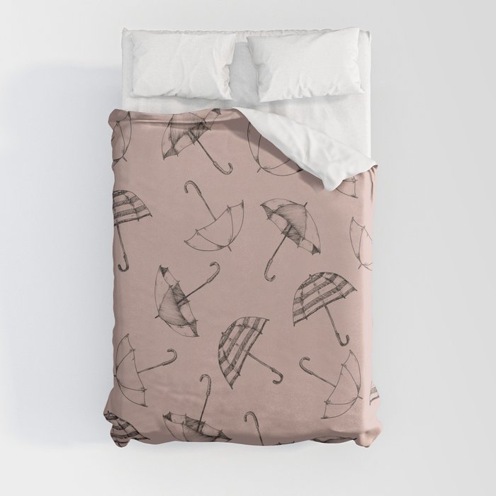 Scattered Umbrella's in Putty Pink Duvet Cover