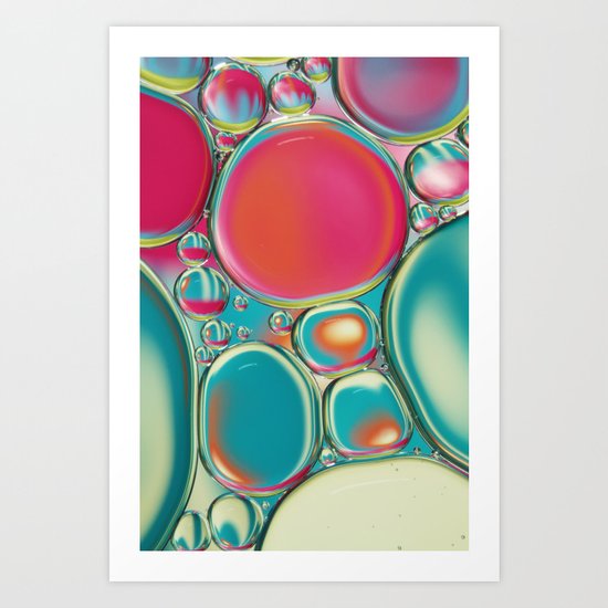 Retro Coloured Oil & Water Drops Art Print