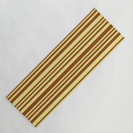 [ Thumbnail: Brown and Tan Colored Stripes/Lines Pattern Yoga Mat ]