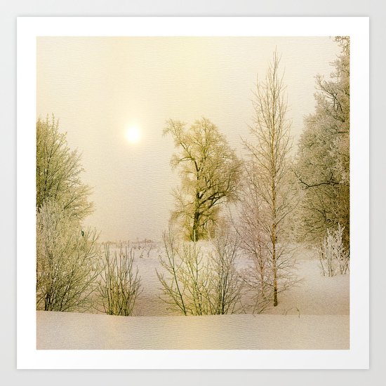 Golden Winter Forest Art Print