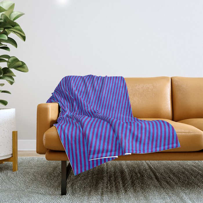 Purple & Blue Colored Striped/Lined Pattern Throw Blanket