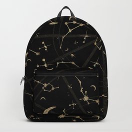 Gold Glitter Zodiac Constellations in Black Backpack
