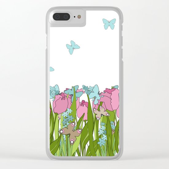 Pink tulips . Spring. Clear iPhone Case