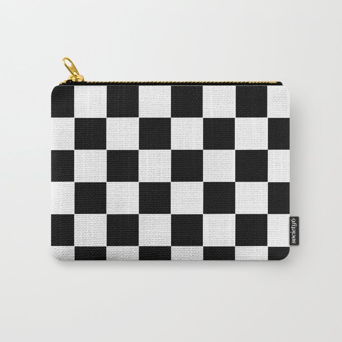 Checker Cross Squares Black And White Carry-All Pouch