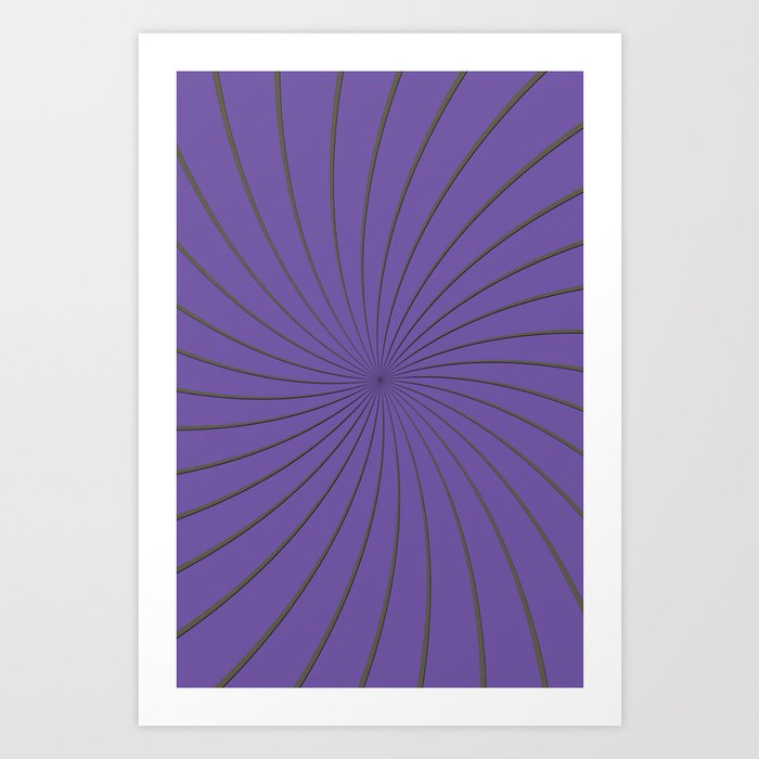 3D Purple and Gray Thin Striped Circle Pinwheel Digital Graphic Design Art Print