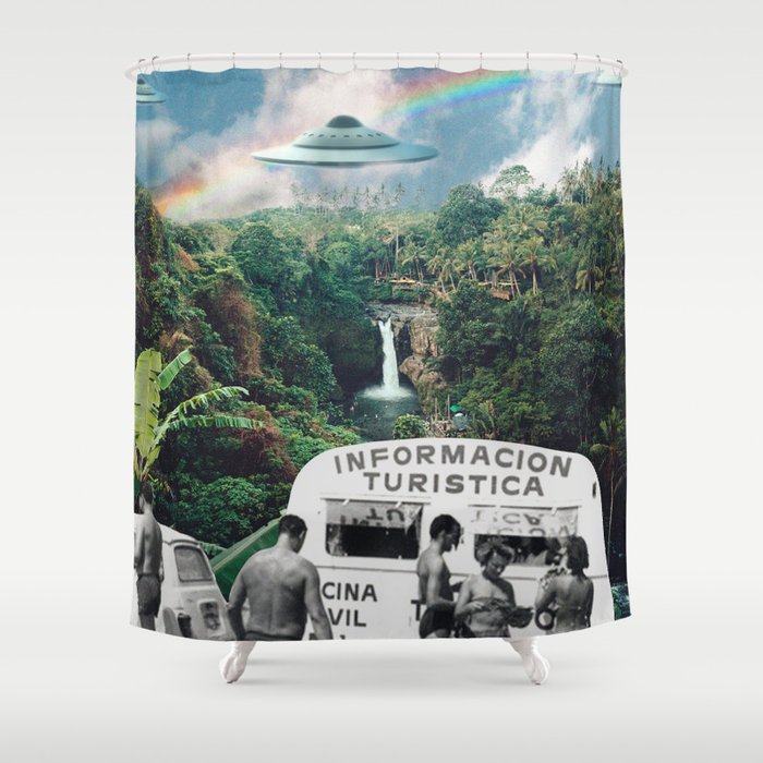 The Visitors // UFOs in Paradise Shower Curtain