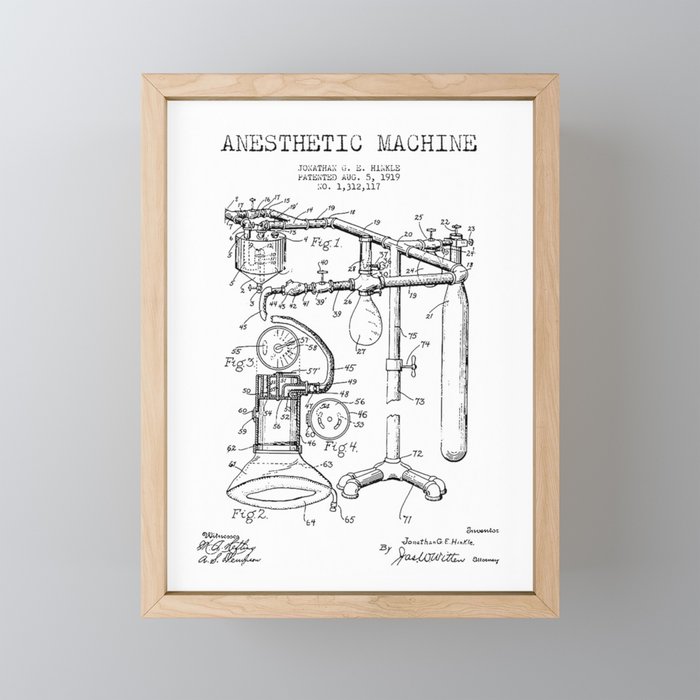 Vintage Anesthesia Gas Machine Framed Mini Art Print
