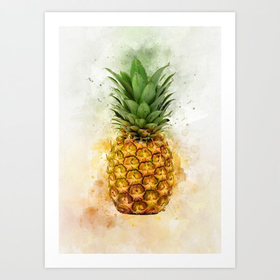 Watercolor Pineapple Art Print By Urbanwallarts | Society6