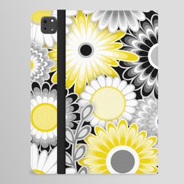 Modern Paper Cut Flower Pattern // Daisy Floral Print // Yellow, Gray, Black and White iPad Folio Case
