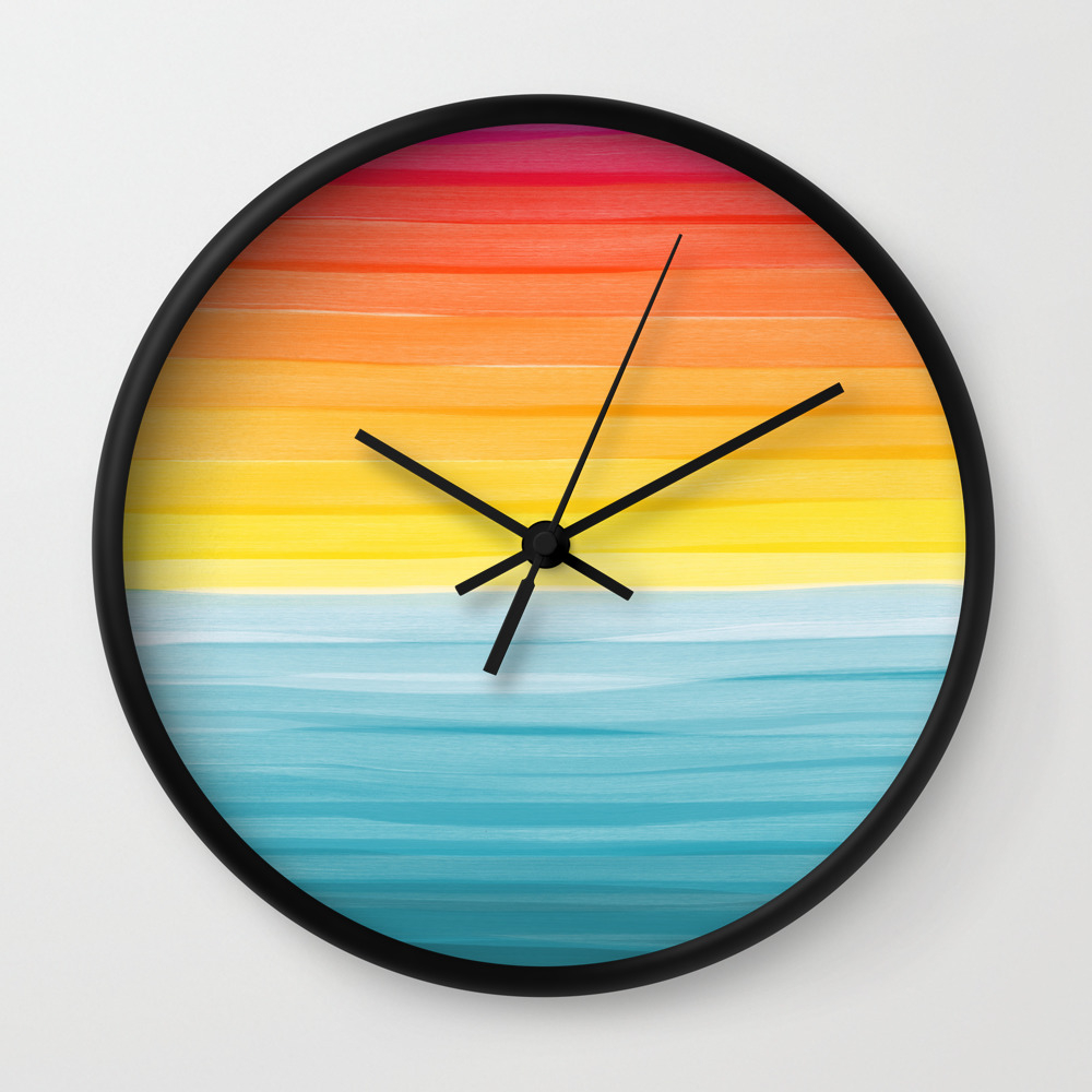 Sunset On The Ocean Minimalist Painting Wall Clock By Justcarolina