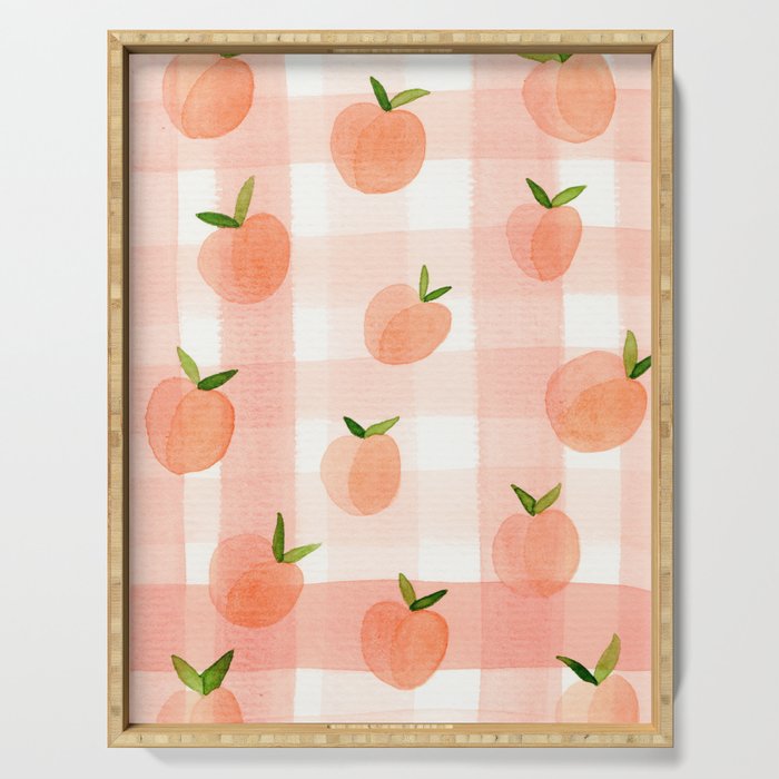 Peach Gingham Serving Tray