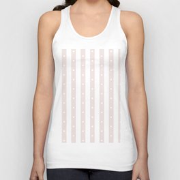 White Lace Polka Dots on Pale Pink and White Stripes Unisex Tank Top