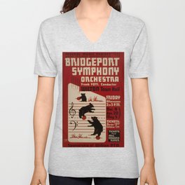 Federal Music Project Bridgeport - Retro Vintage Music Symphony Bears V Neck T Shirt
