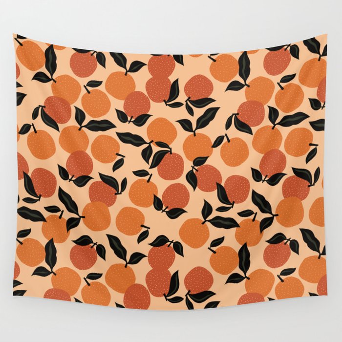 Seamless Citrus Pattern / Oranges Wall Tapestry