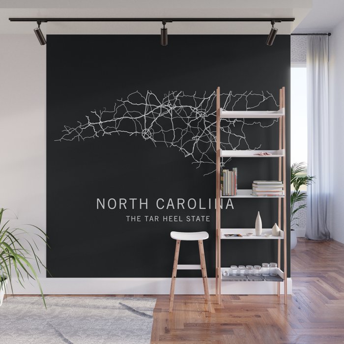 North Carolina State Road Map Wall Mural