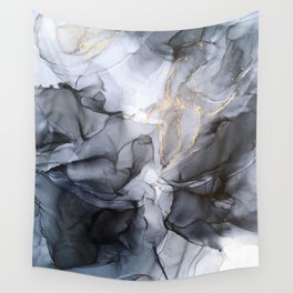 Calm but Dramatic Light Monochromatic Black & Grey Abstract Wall Tapestry