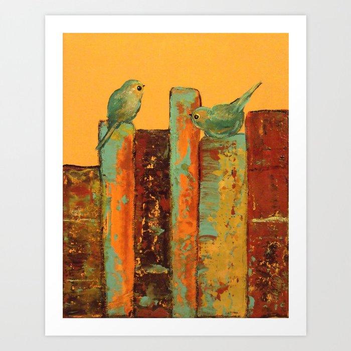 Love Birds on Library Books Art Print