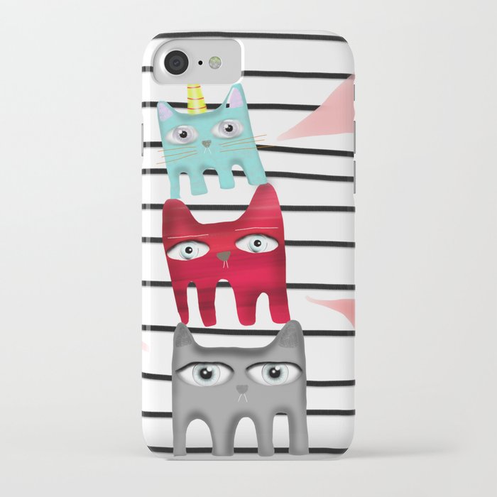 Cat Love Quote /  Striped black and white iPhone Case
