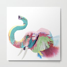 Cool awesome trendy colorful vibrant elephant abstract paint Metal Print