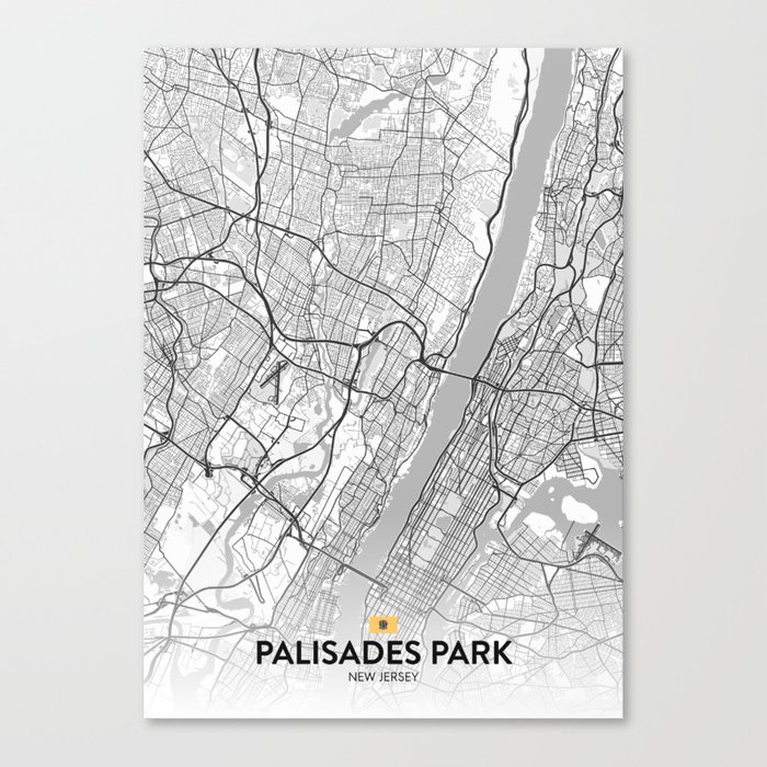 Palisades Park, New Jersey, United States Light City Map Canvas Print by IMR Designs Society6