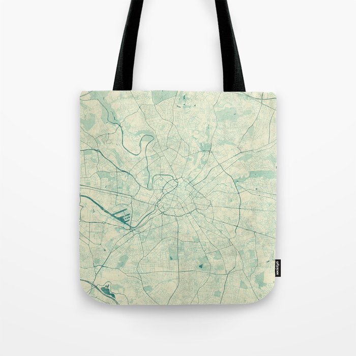 Manchester Map Blue Vintage Tote Bag