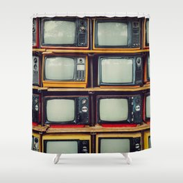 Ancient retro television and blank screen display Shower Curtain