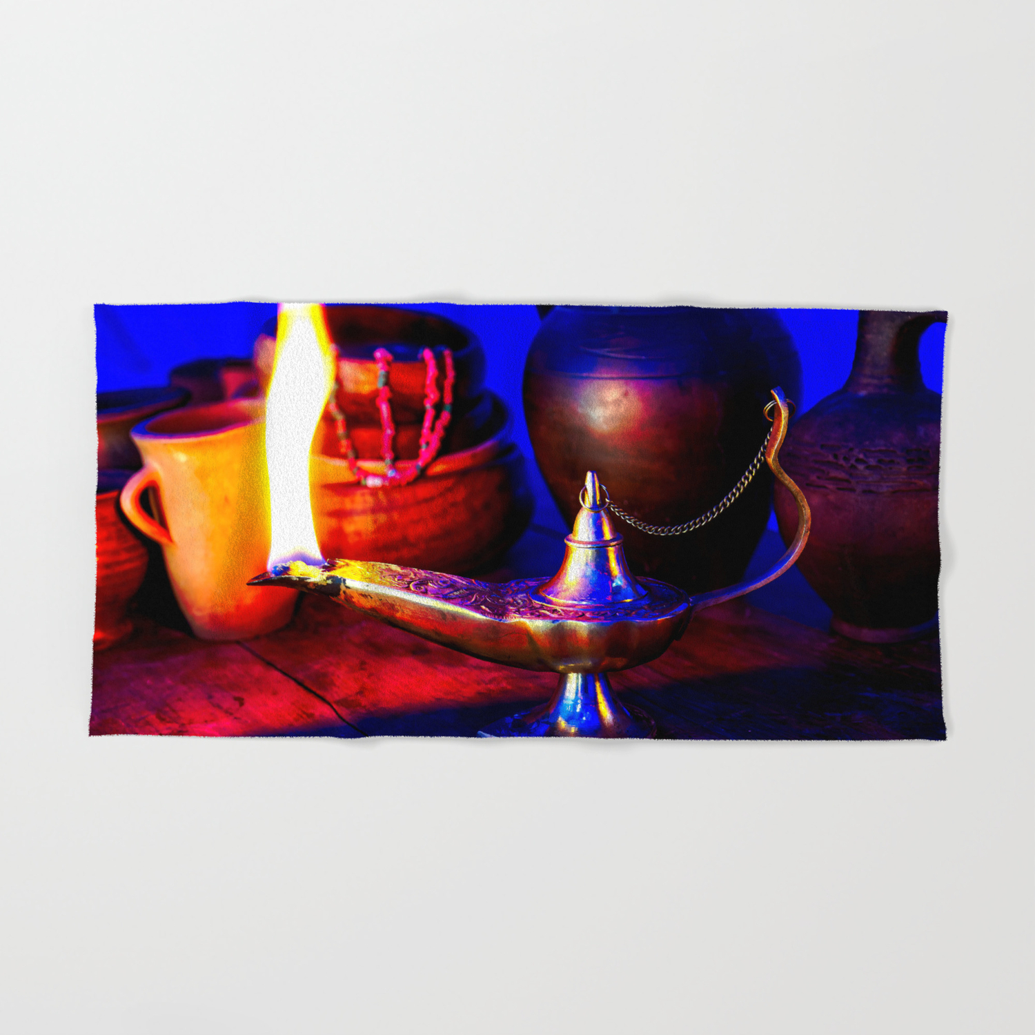 Magic Lamp Of Aladdin Call Out The Genie Hand Bath Towel By