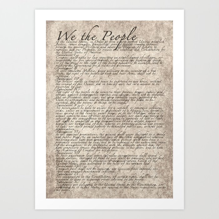United States Bill Of Rights Us Constitution Art Print By Brucestanfieldartistamerica
