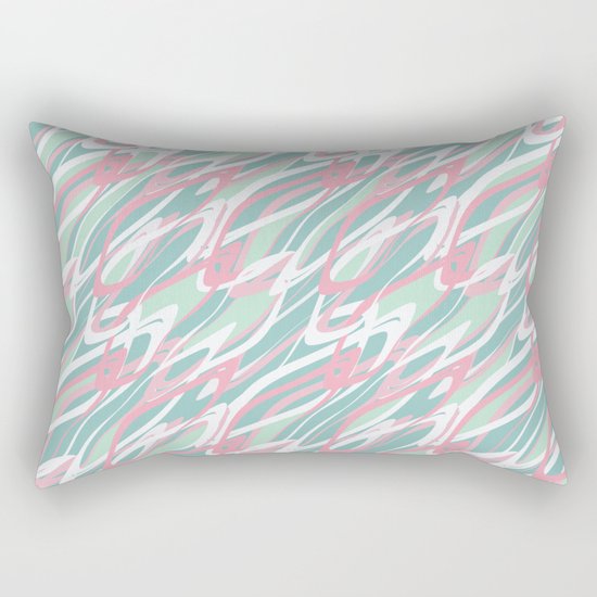 Abstract pink turquoise waves . Rectangular Pillow