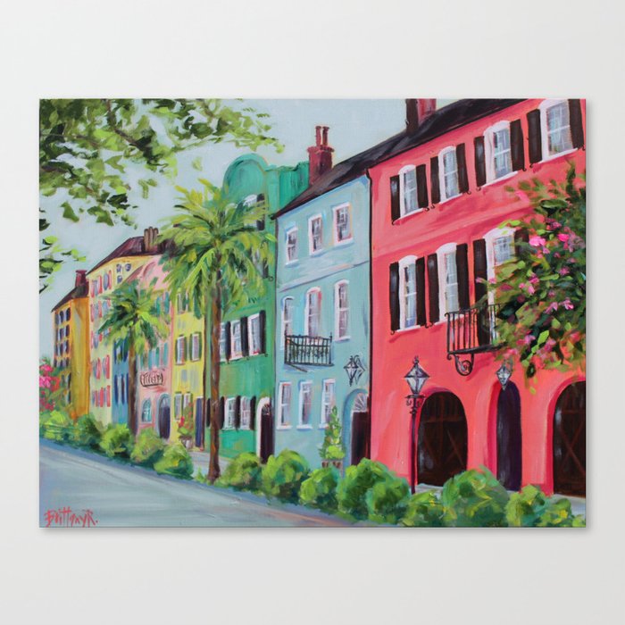 Rainbow Row Charleston Canvas Print By Brittanyrawls Society6