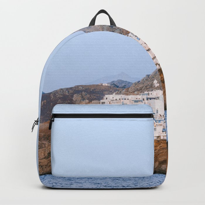 Seaside View over White Village of Greek Island Naxoss | Summer Travel Photography Fine Art Backpack