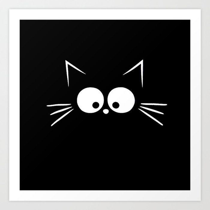 Cute Black Cat Art Print