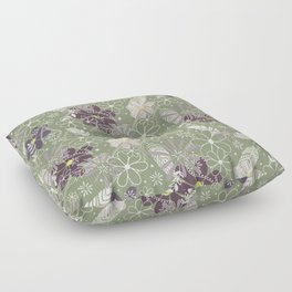plum purple sage doodle feathers and flowers Floor Pillow