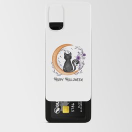 Happy Halloween cat in moon silhouette Android Card Case