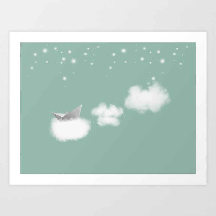 Swim there, you little cloud boat Art Print