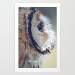 OWL WAIT FOR YOU | ANIMAL PUNS BY BADPUNCO Art Print | Animal, Nature, Funny, Typography 