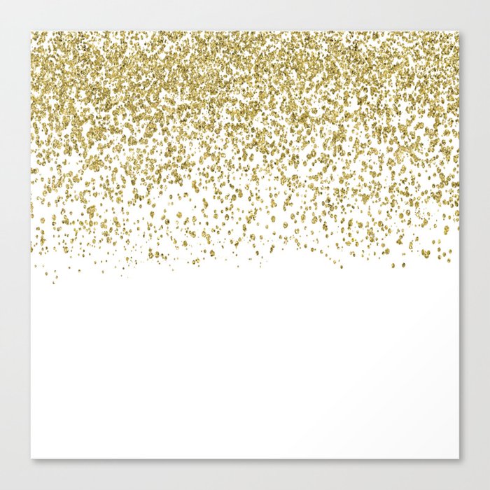 Sparkling gold glitter confetti on simple white background - Pattern Canvas  Print by Better HOME