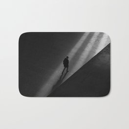 Walking by night - shadows and silhouttes industrial portrait black and white photograph / photography Bath Mat