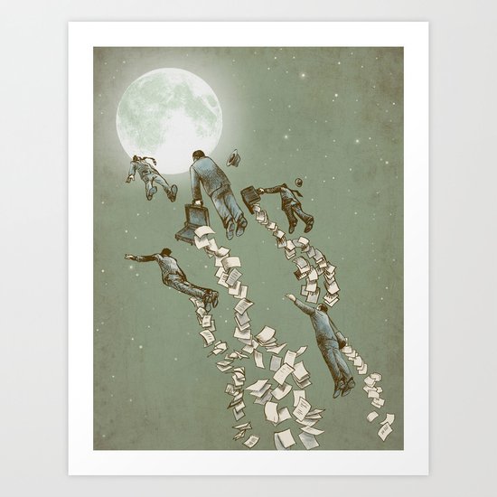 Flight of the Salary Men Art Print