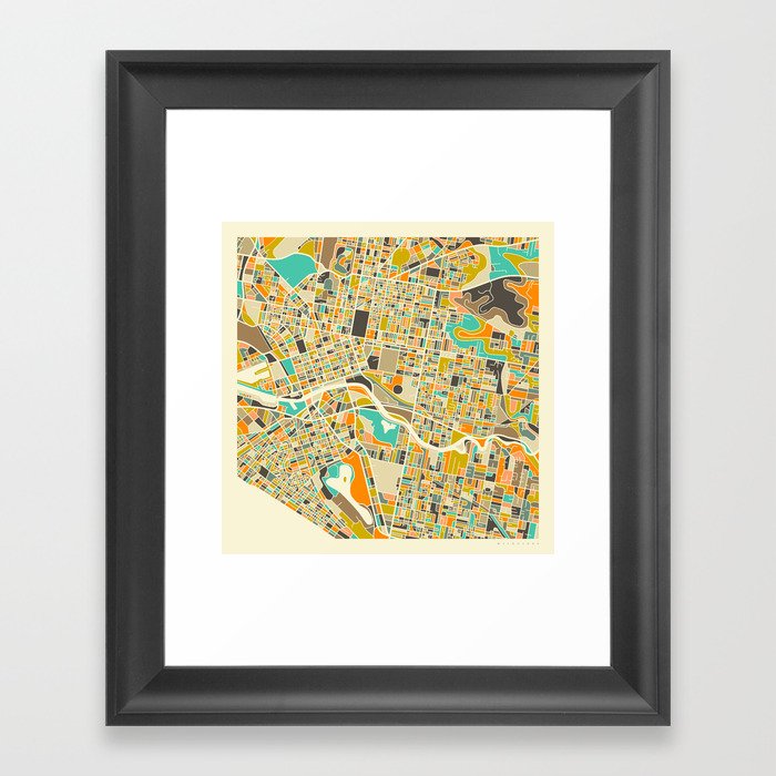 Melbourne Map Framed Art Print