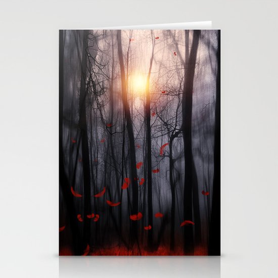 Red feather dance - by Viviana Gonzalez Stationery Cards
