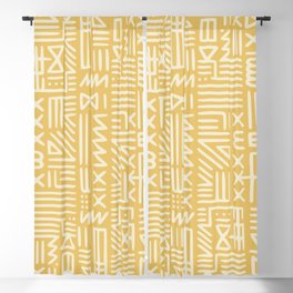 Mudcloth in yellow ochre Blackout Curtain