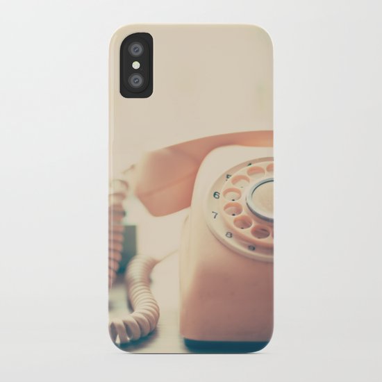 Close up Pink Retro Telephone iPhone Case