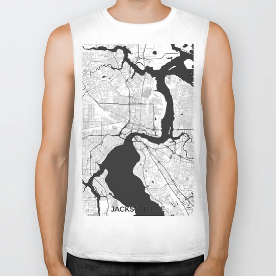 Jacksonville Map Gray Biker Tank