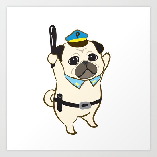 Animal Police - Pug Art Print