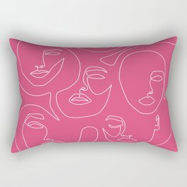 Faces In Pink Rectangular Pillow