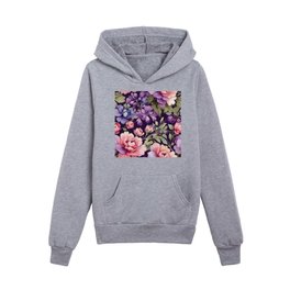Retro Chic Blossoms for Her Kids Pullover Hoodie